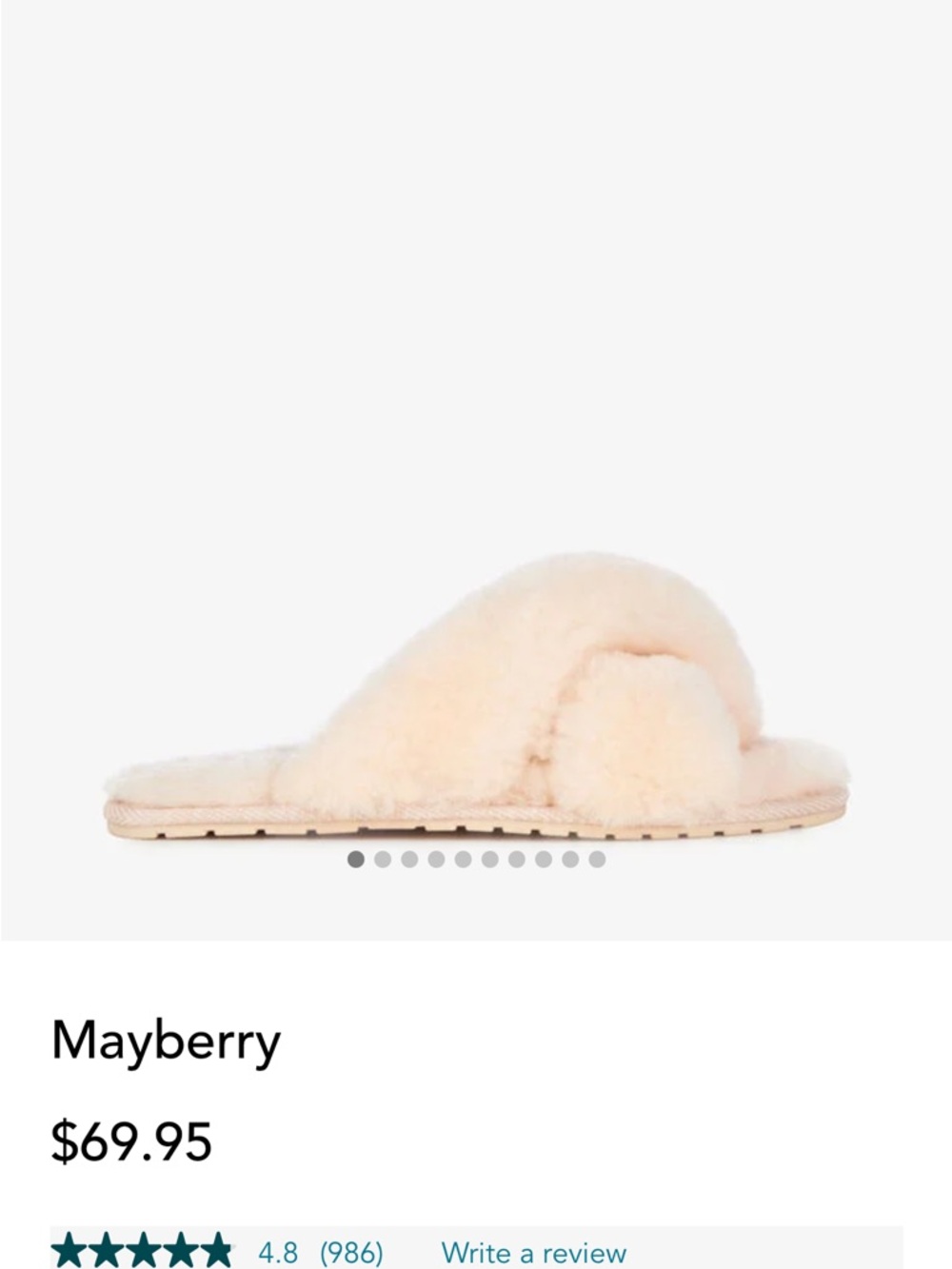 Emu Fluffy Crossover Sheepskin Slides / Mayberry Slippers Size 6